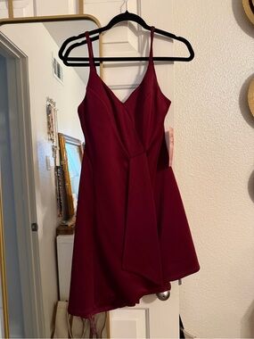 Emerald Sundae Burgundy Mini Dress with Draped Front